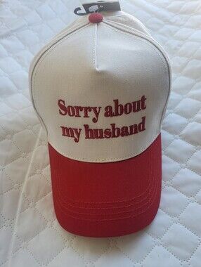 David and Young Cream and Red Trucker Hat "Sorry about my husband"